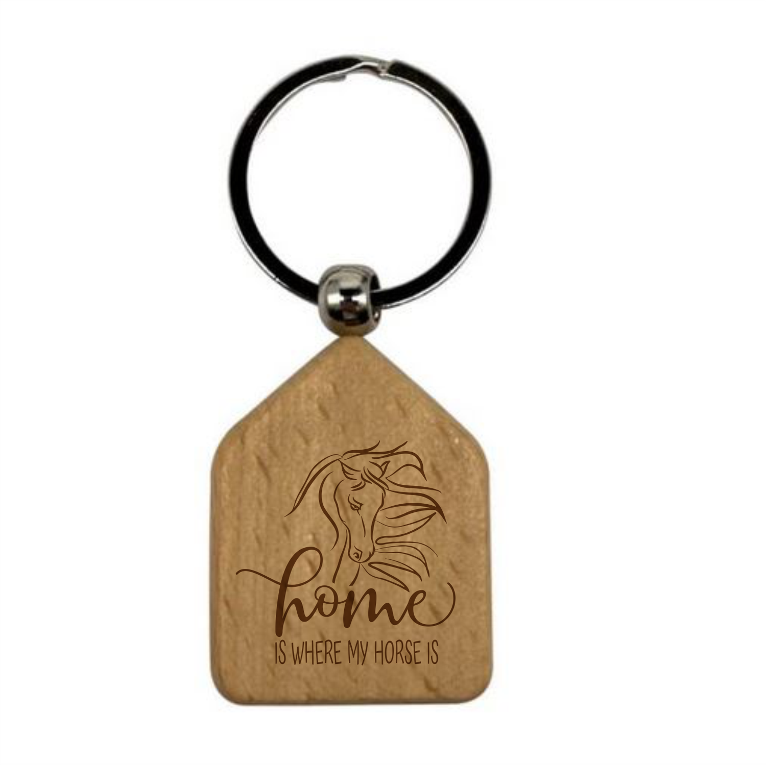 Engraved Wood Keyring - Equestrian Theme