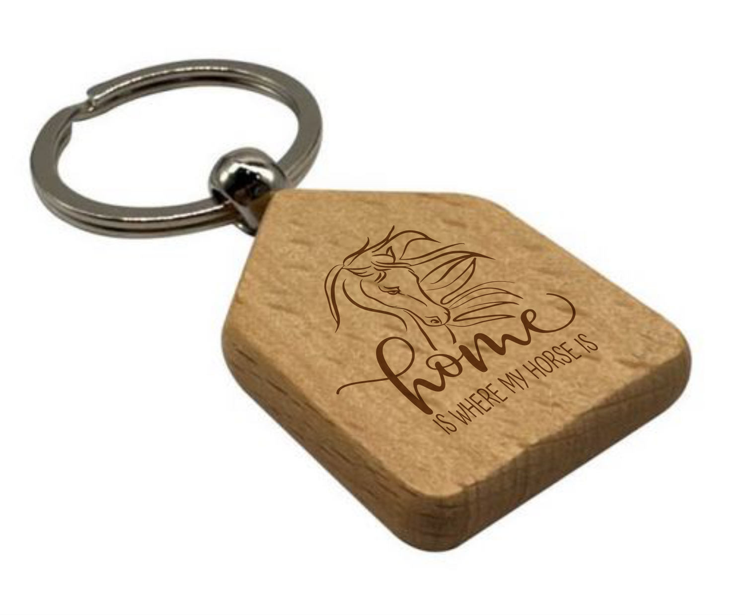 Engraved Wood Keyring - Equestrian Theme