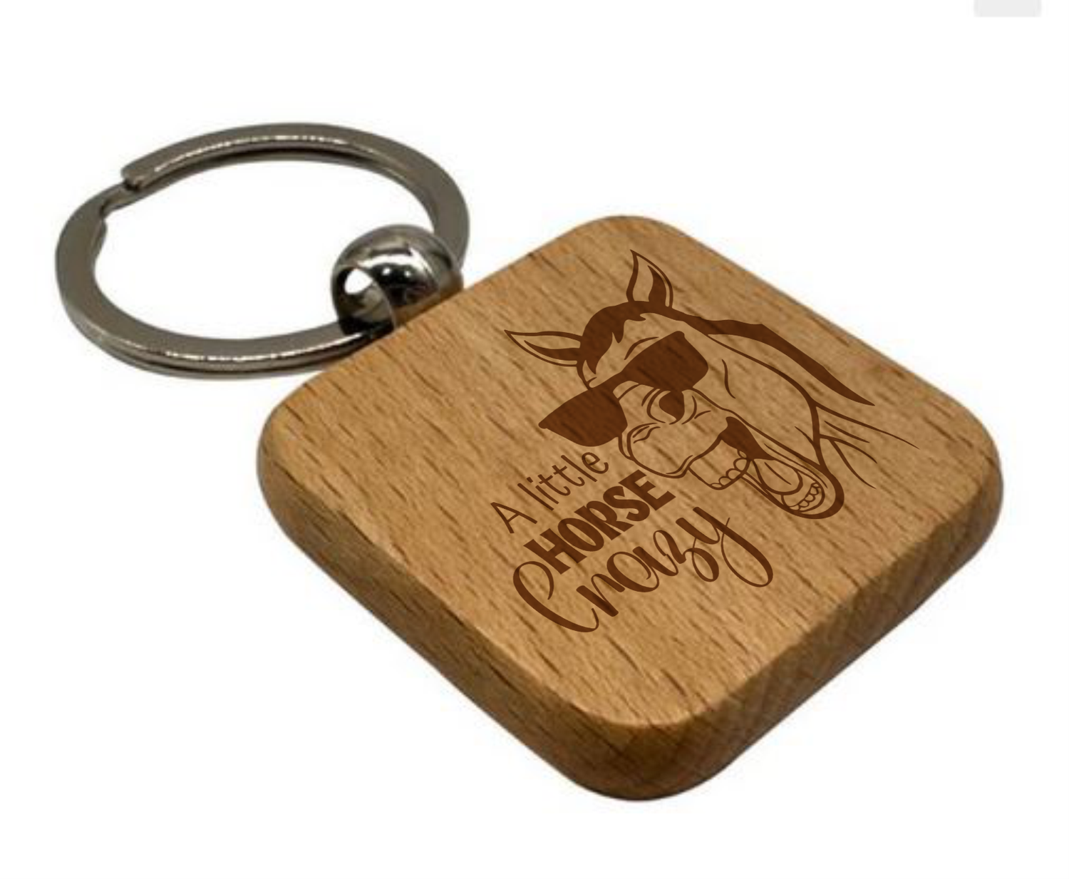 Engraved Wood Keyring - Equestrian Theme