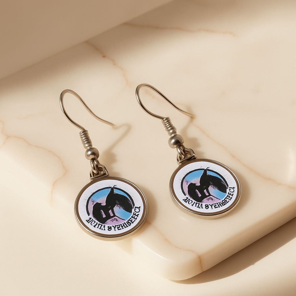 Custom Printed Equestrian Round Earrings