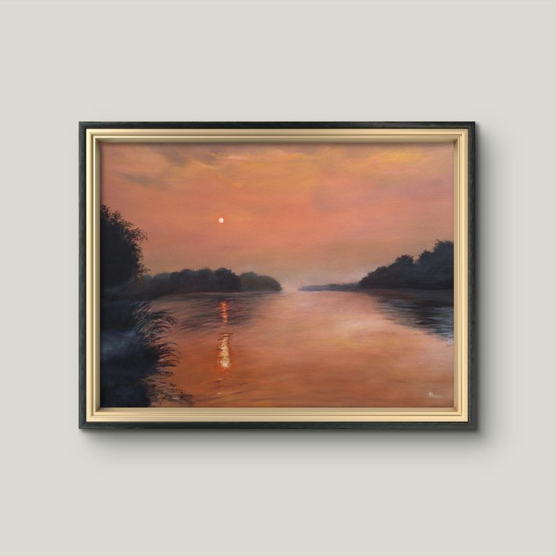 Sunset over lake