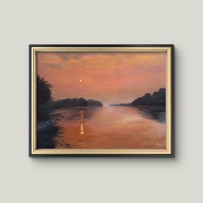 Sunset over lake