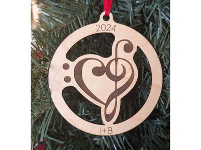 Bass/Treble Clef Heart Ornament