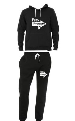 Black Pray Through It Hoodie Set (Unisex)