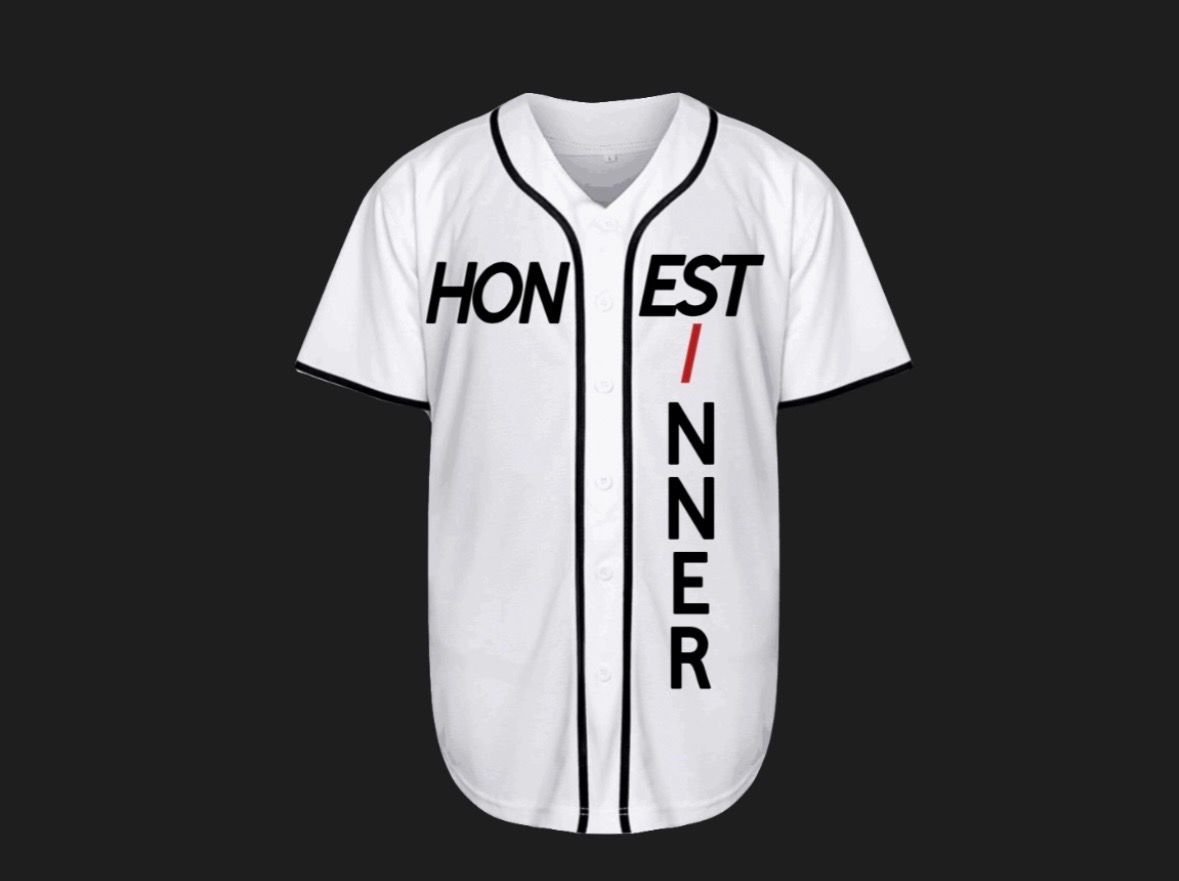 White/Black Honest Sinner Baseball Jersey