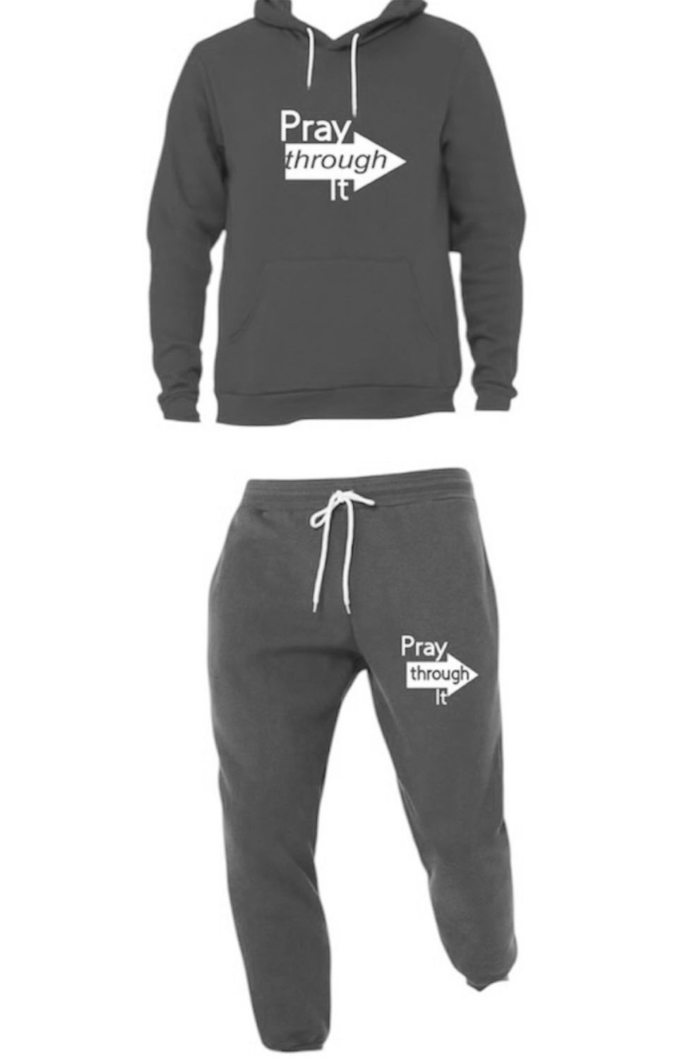 Deep Gray Pray Through It Jogger Set