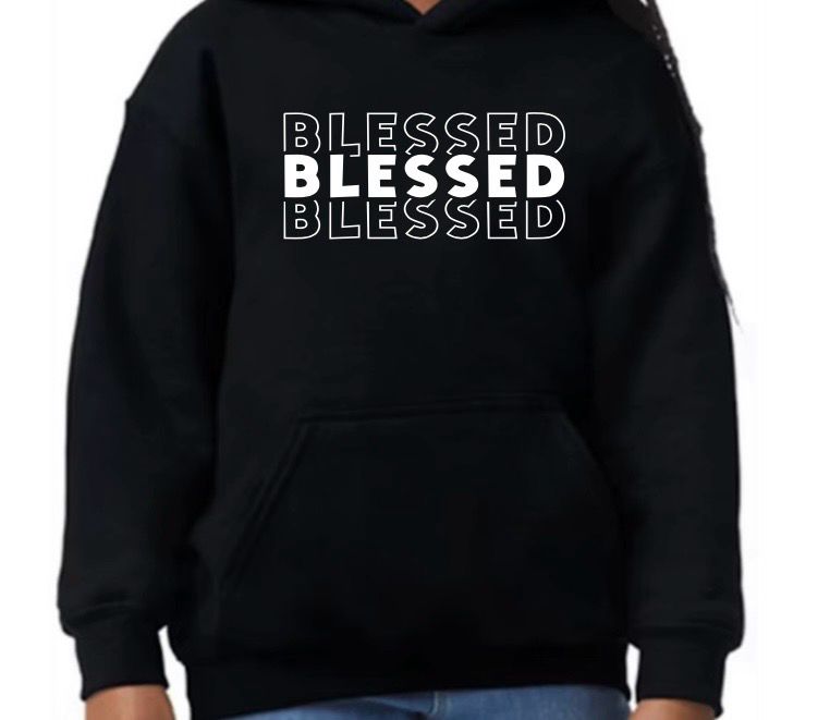 Kids Black Triple Blessed Hoodie