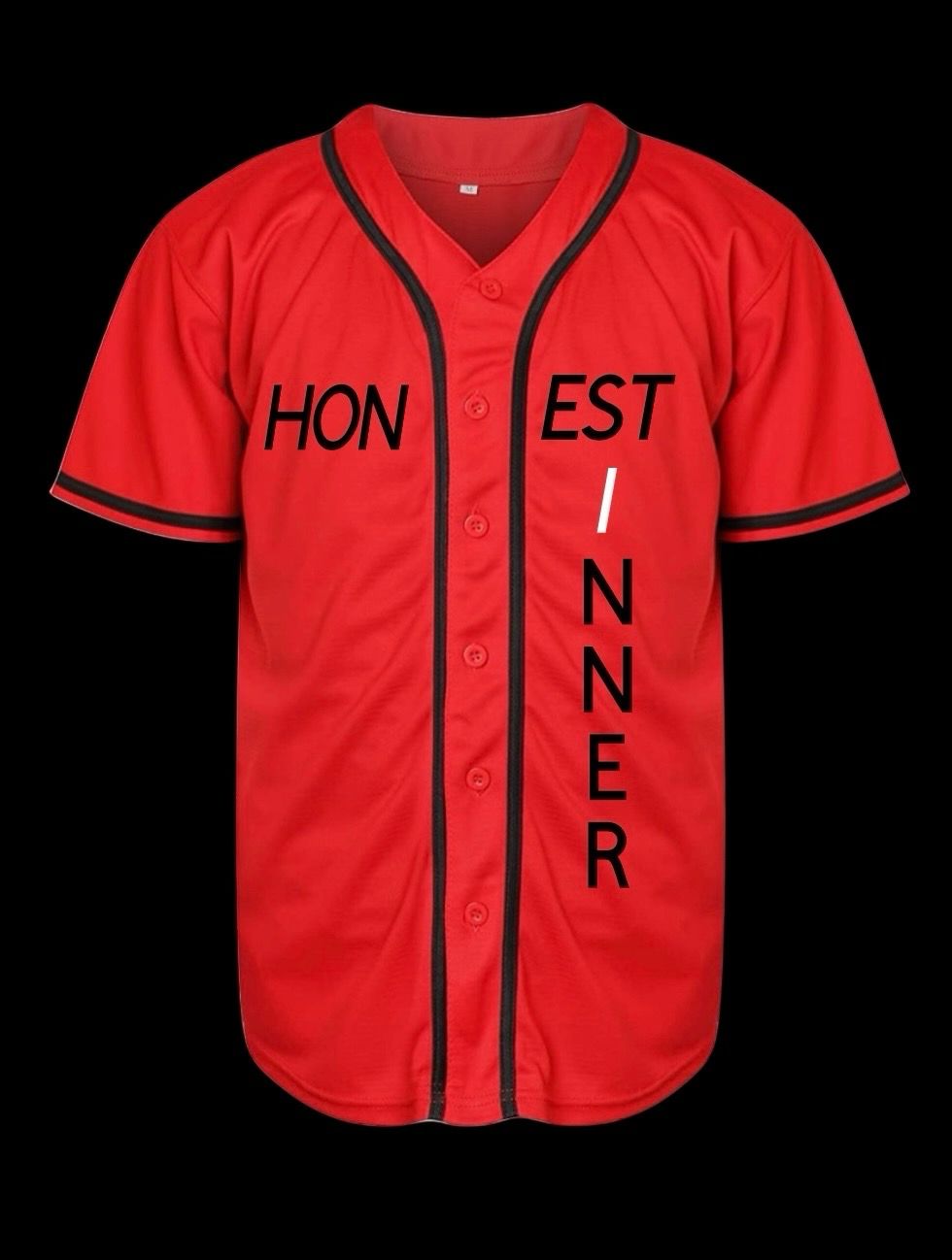Red Honest Sinner Baseball Jersey