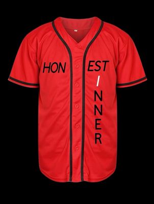 Red Honest Sinner Baseball Jersey