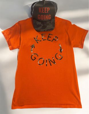 Orange Keep Going T-Shirt(Unisex) With Matching Hat Camouflage Print