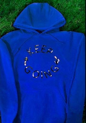 Blue Keep Going Hoodie With Camouflage Print