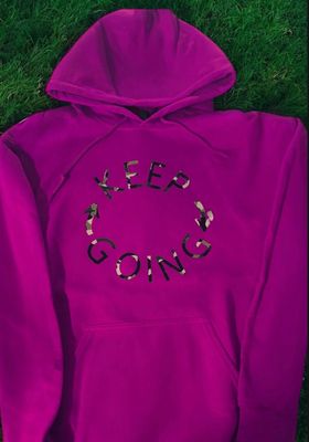 Fuschia Keep Going Hoodie With Camouflage Print