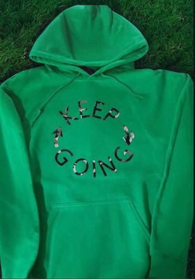 Teal Keep Going Hoodie With Camouflage Print