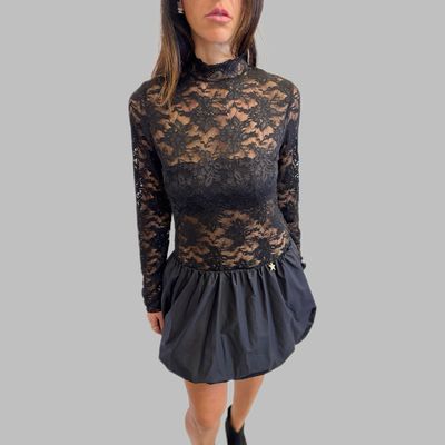 Dress with lace top