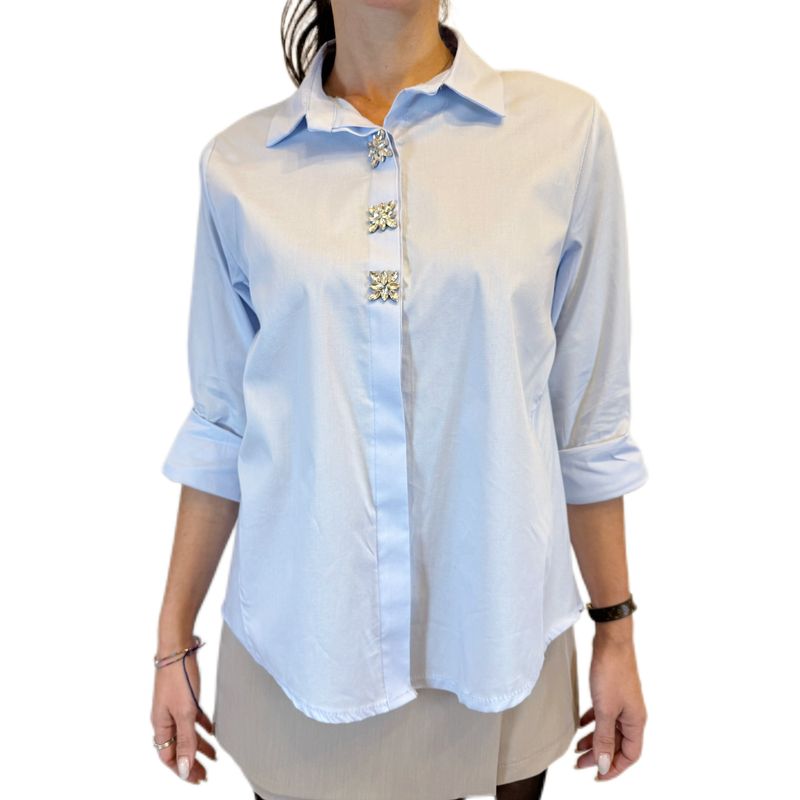 Camicia in cotone con bottoni gioiello