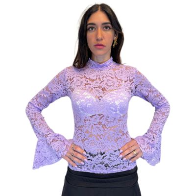 Maglia in pizzo a maniche lunghe