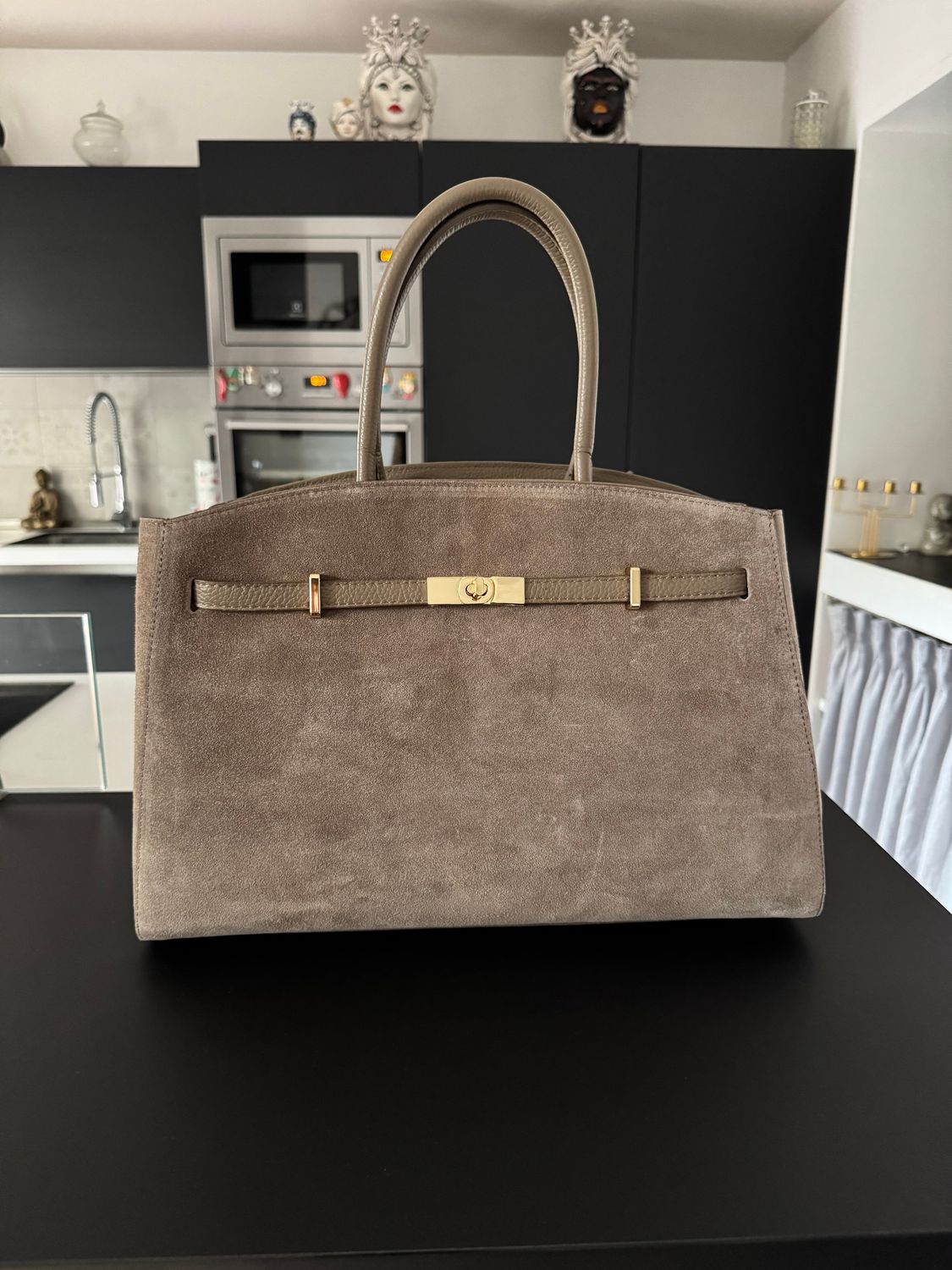VELVET – Taupe Grained and Suede Leather