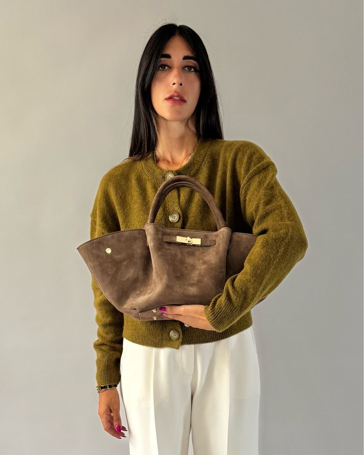 SHOPPER – Dark Taupe Suede Leather