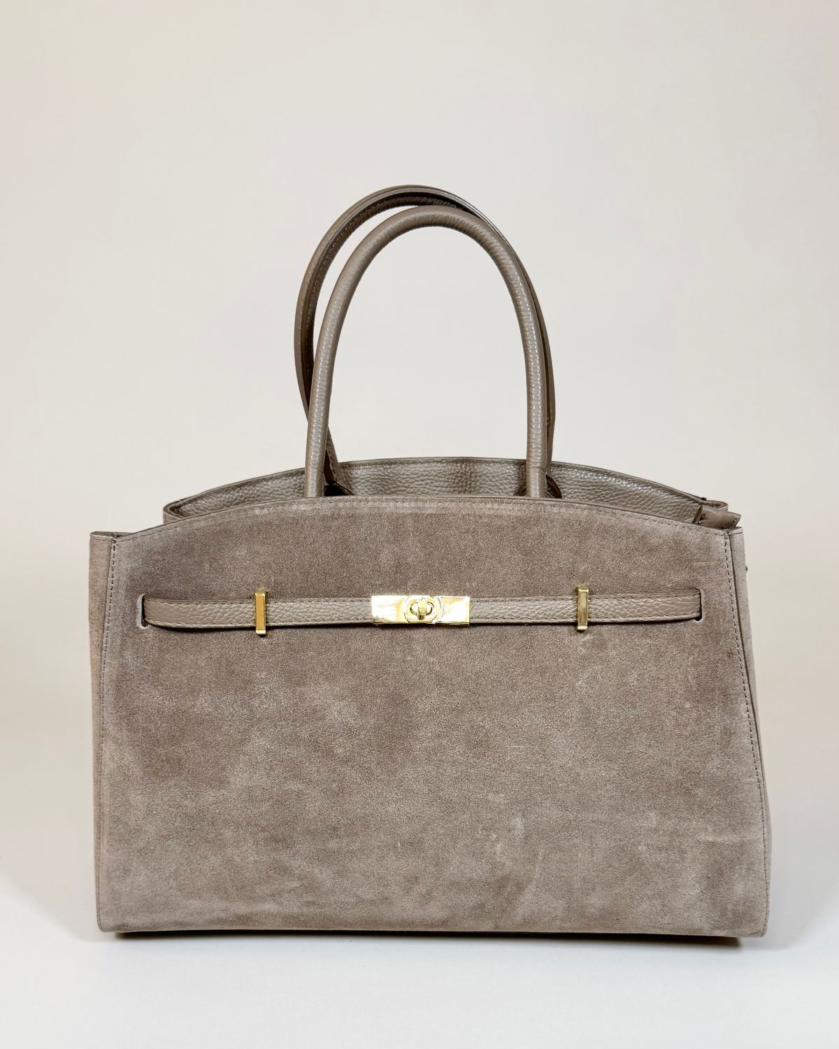 VELVET – Taupe Grained and Suede Leather