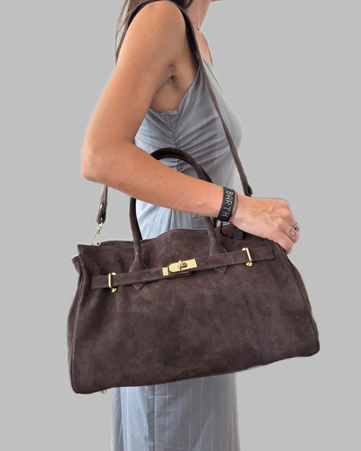 JOLIE – Dark Brown Suede Leather