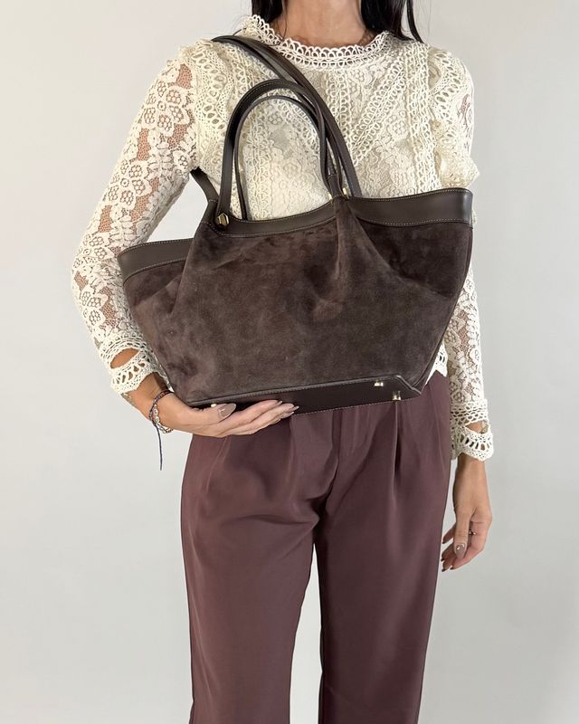 SHOPPER – Dark Brown Suede Leather