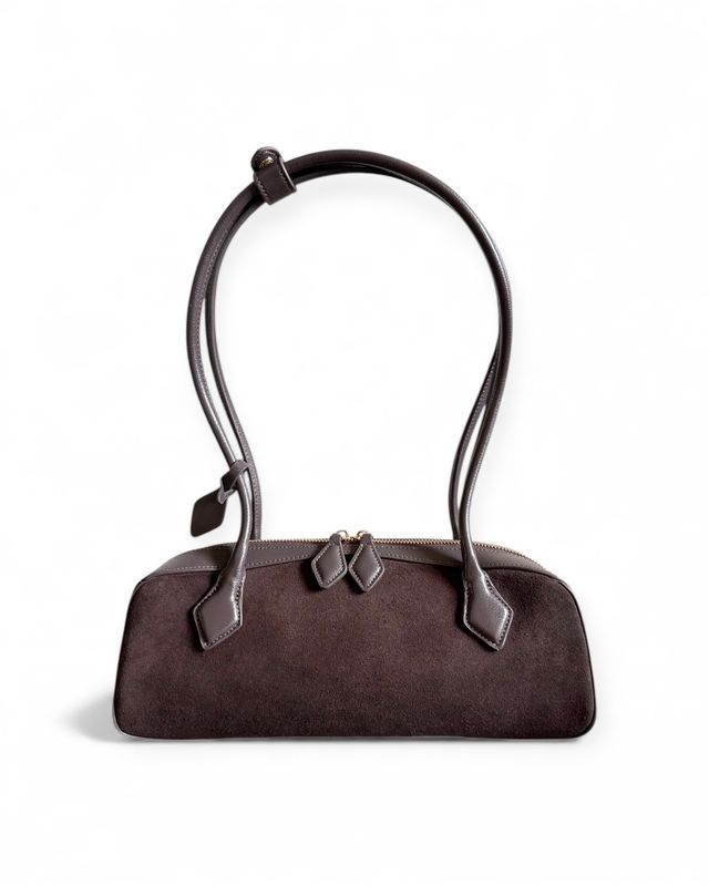 LA LONGUE – Dark Brown Suede Leather LA LONGUE – Dark Brown Suede Leather