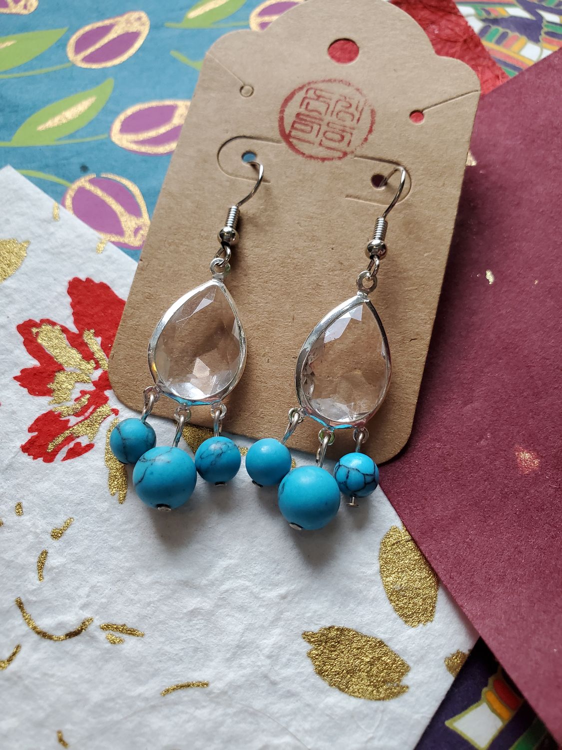 Crystal Chandelier Earrings (Turquoise)