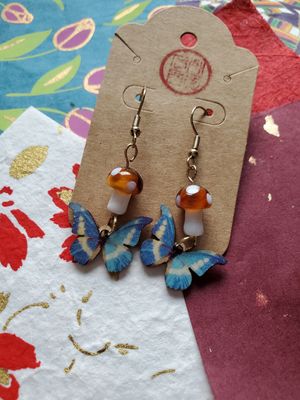 Butterfly Mushroom Earrings