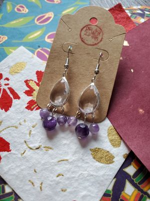 Crystal Chandelier Earrings (Amethyst)