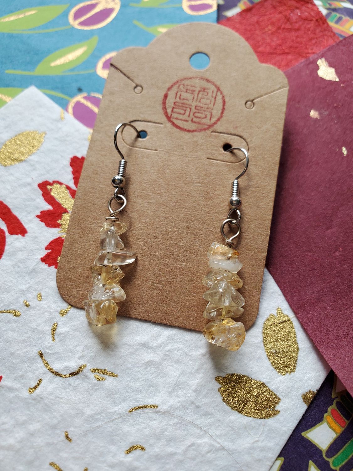 Stacked Crystal Earrings (Citrine)