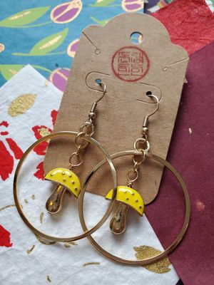 Mushroom Hoop Earrings (Yellow)