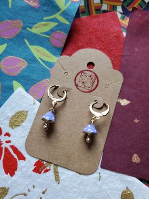 Mini Enamel Mushroom Earrings (Purple)