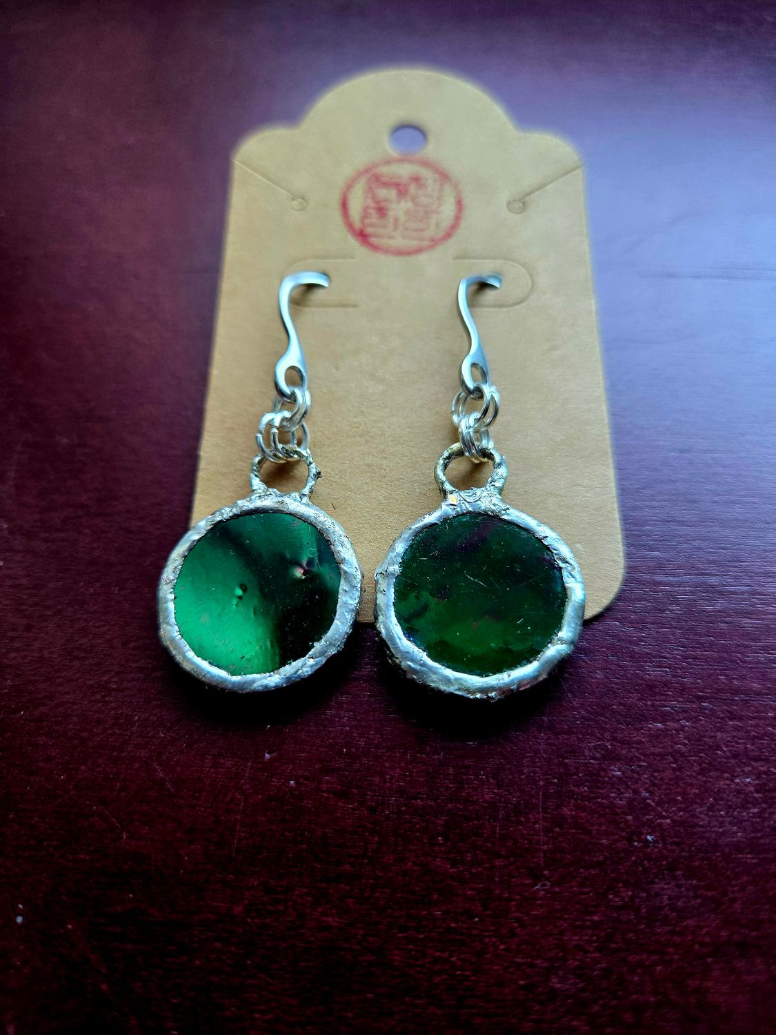 Stained Glass Earrings (Iridescent Green)