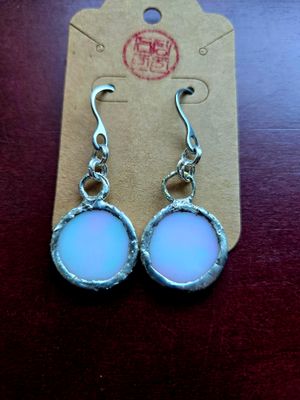 Stained Glass Earrings (Iridescent White)