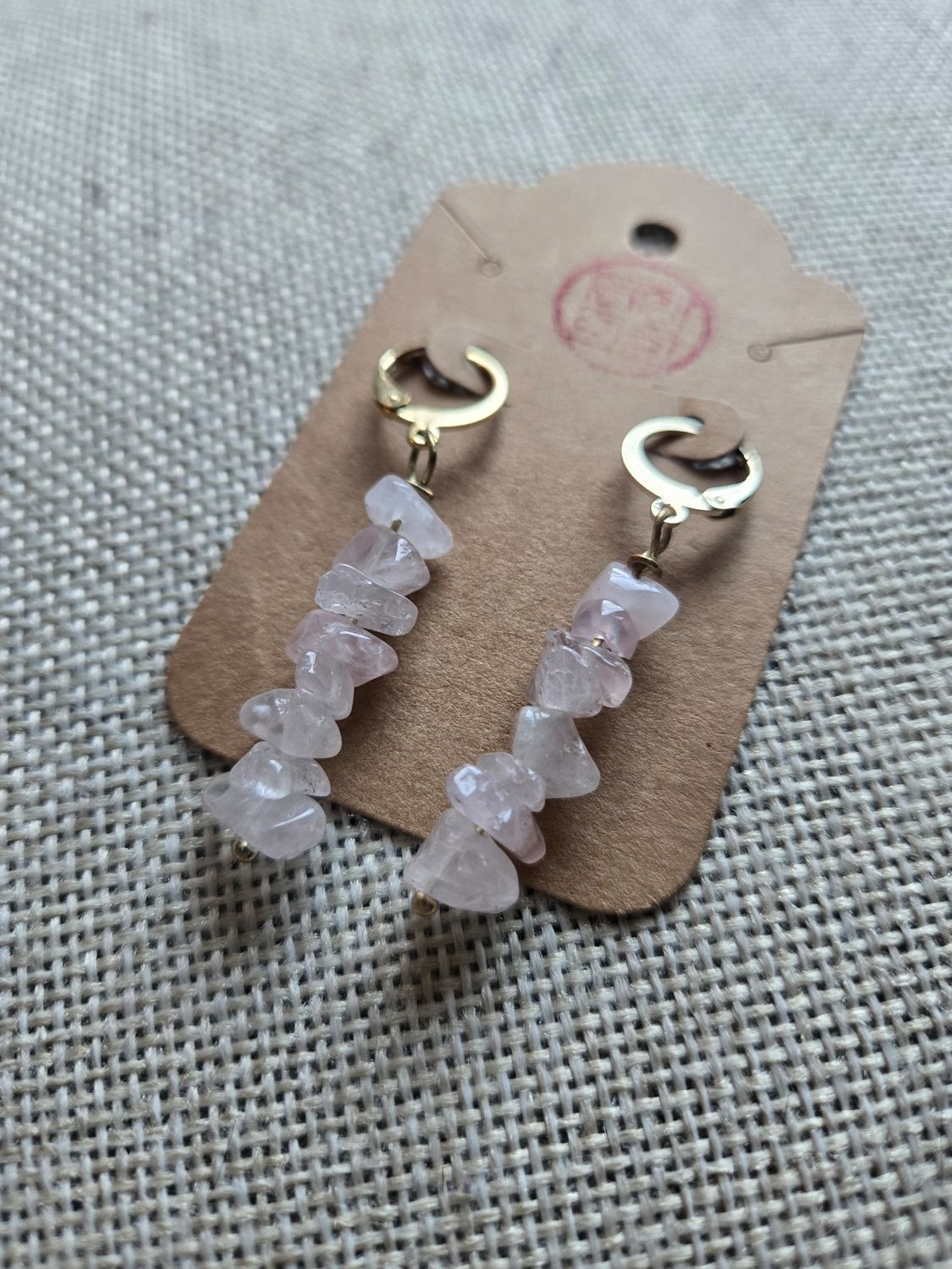 Rose Quartz Stacked Crystal Earrings