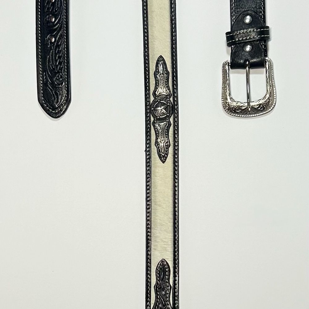 White Cowhide Holster Belt