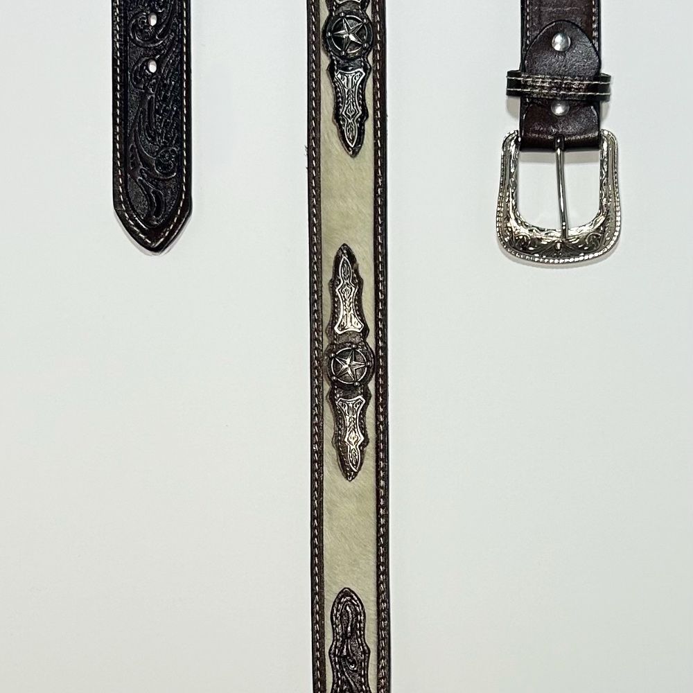 White Cowhide Holster Belt
