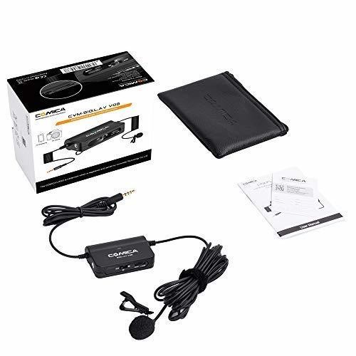 Comica Omnidirectional Lavalier Lapel Microphone with Real-time Monitoring, Clip-on Microphone for Canon Nikon Sony Cameras&amp; Smartphones