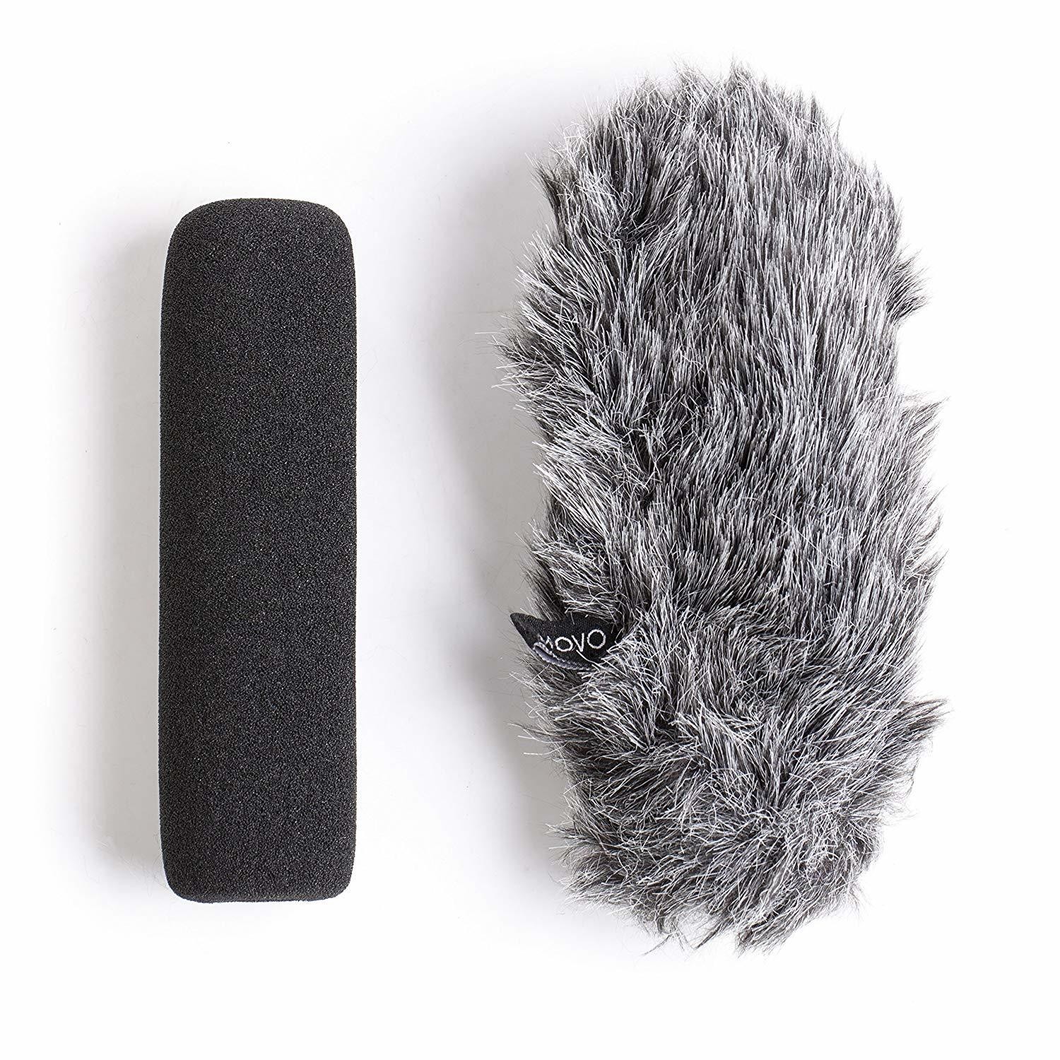 Movo ws-g7 Espuma &amp; Furry interior/exterior Micrófono parabrisas Combo Pack – Custom fit para Rode VideoMic Go