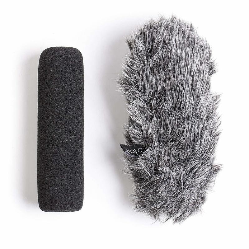 Movo ws-g7 Espuma &amp; Furry interior/exterior Micrófono parabrisas Combo Pack – Custom fit para Rode VideoMic Go