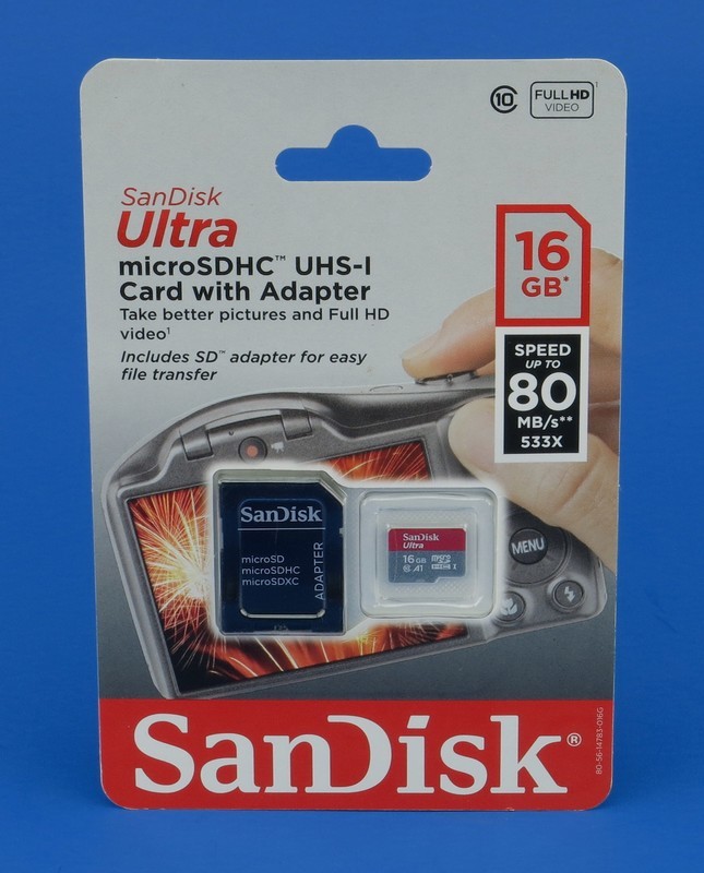 Memoria MicroSD SanDisk Ultra 16GB + adaptador SD ( rapida 80 MB/s )