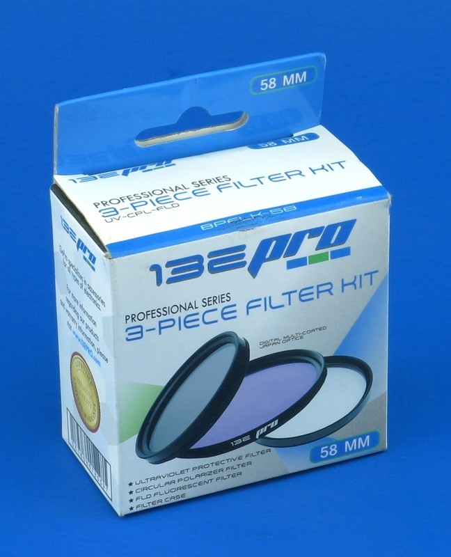 132Pro 58mm Digital Camera / Video 3 Filter Kit (UV, Circular Polarizer, Florescent)
