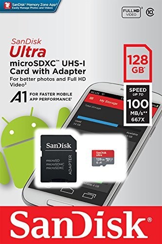 SanDisk 128GB Ultra microSDXC UHS-I Memory Card with Adapter
