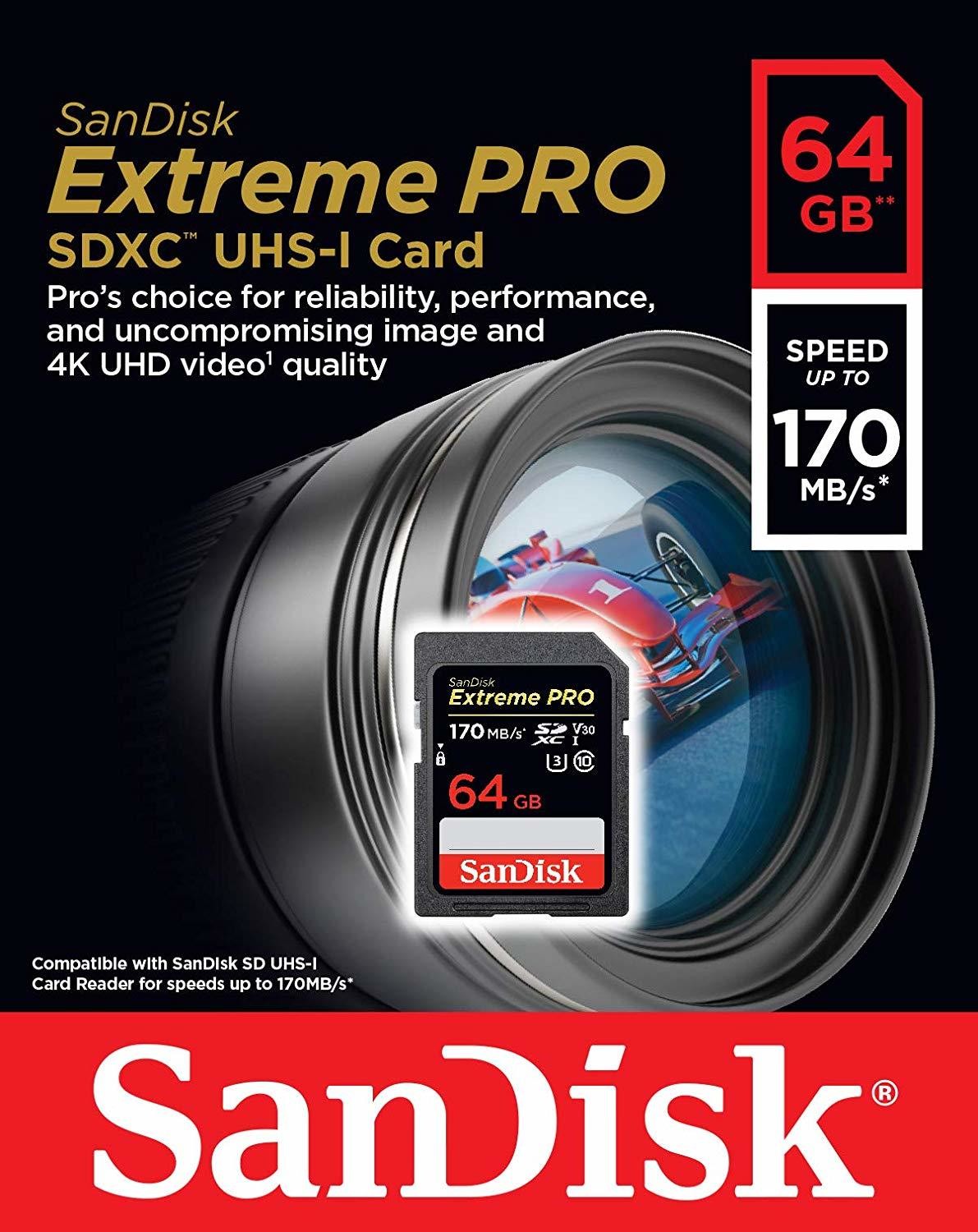SanDisk - Tarjeta UHS-I 64 GB Extreme PRO SDXC