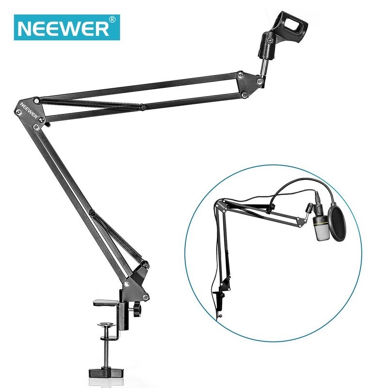 Neewer NW-35 Microphone Suspension Boom Scissor Arm Metal Stands, Black