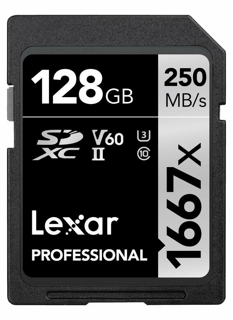 Lexar Professional 1667x 128GB SDXC UHS-II/U3 Card 
Precio 120$