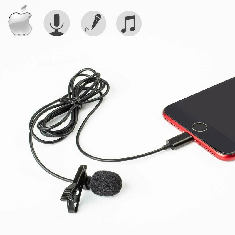 Professional Lavalier Lapel Microphone Hands Free Clip-on Mic with Omnidirectional Condenser for iPhone, Ipad
