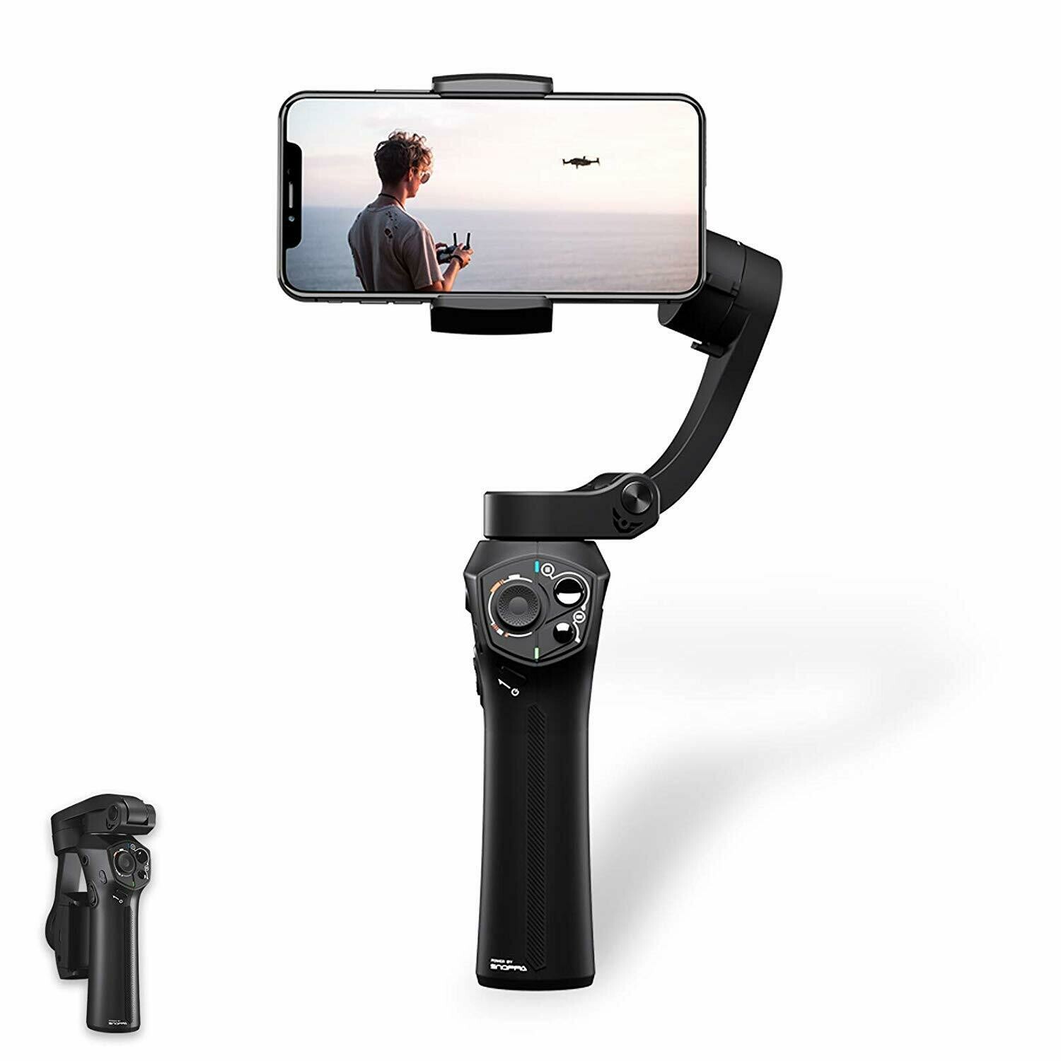 ​Snoppa Atom - Estabilizador de mano para smartphone de 3 ejes con pulsador de enfoque y zoom