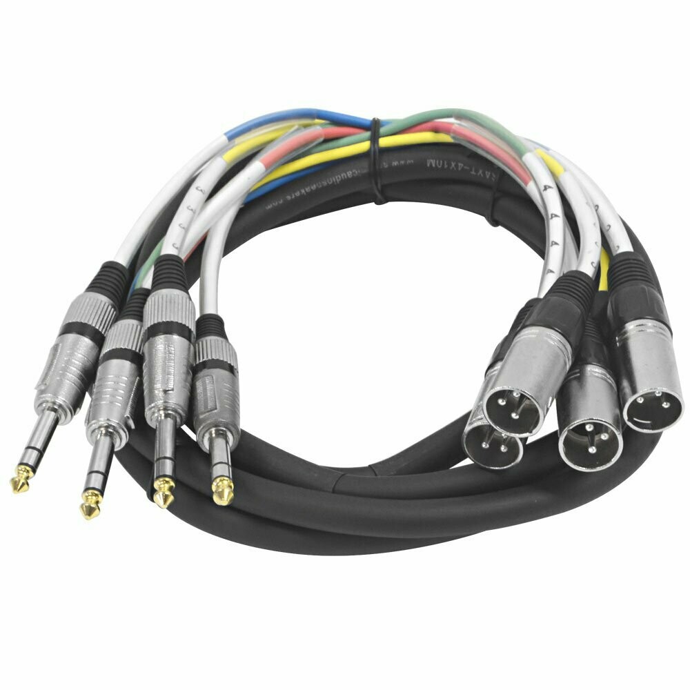 Seismic Audio 4 Channel 1/4&quot; TRS to XLR Male Snake Cable - 10 Feet Long ( 3m )