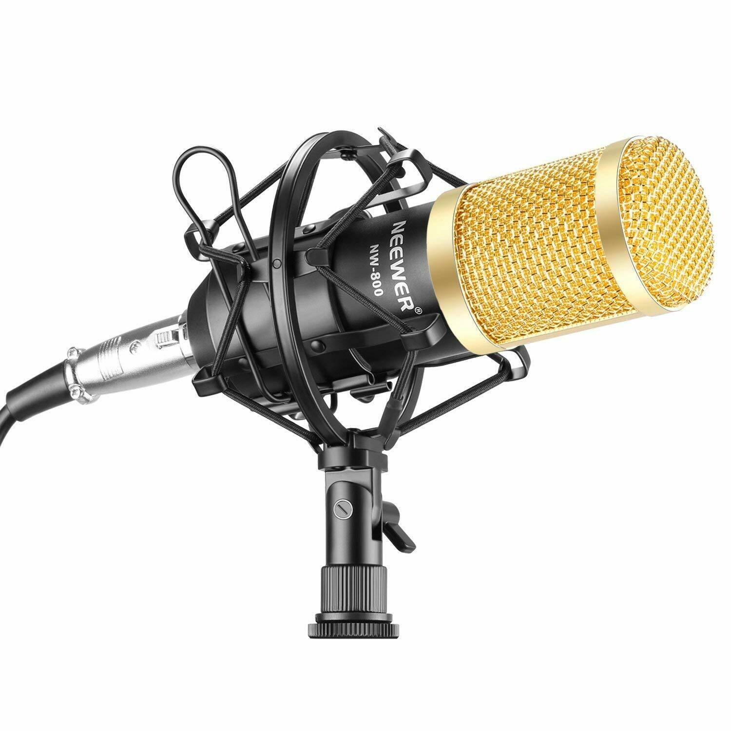 Set de micrófono de estudio profesional de radiodifusión y grabación Neewer  NW-800, incluye: (1) Micrófono condensador profesional NW800 + (1) soporte  para micrófono + (1) tapón de espuma antiviento t